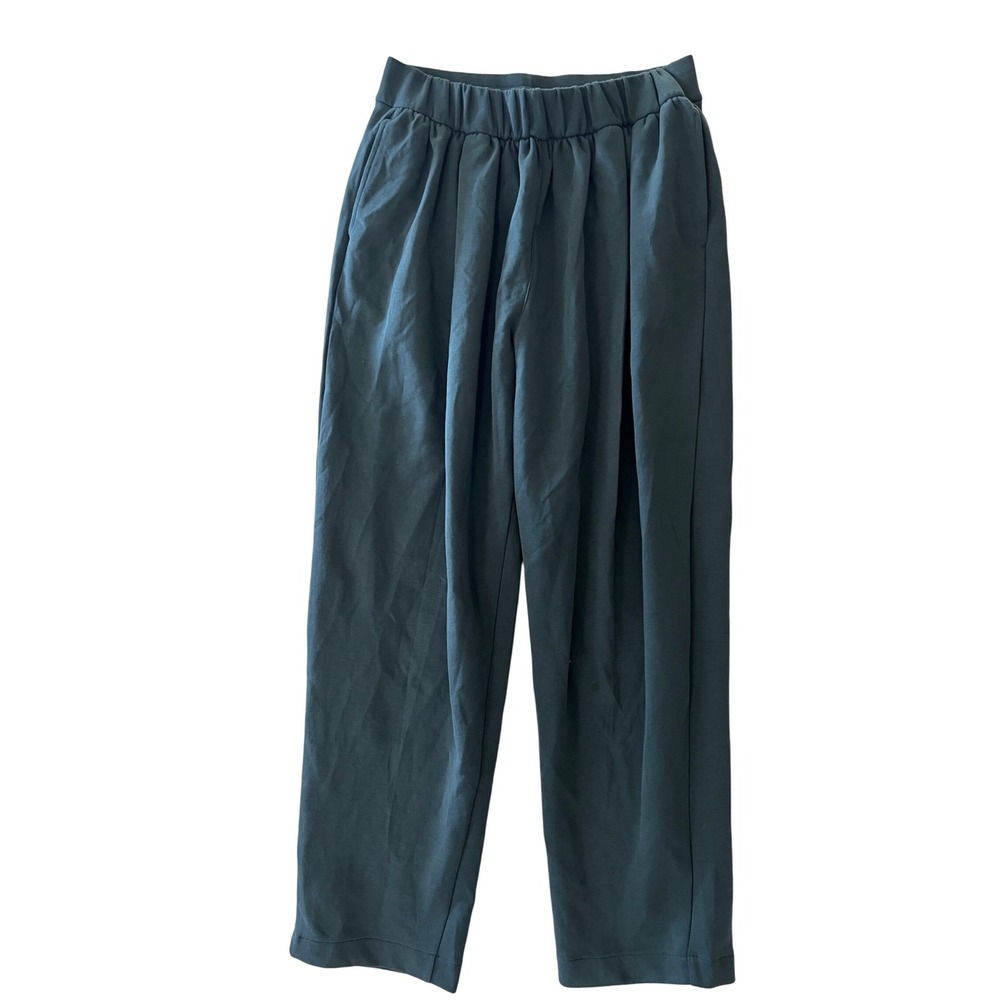 Uniqlo U Relax Ankle Pants Olive Green Elastic Waist‎ Pull On Trousers - Small